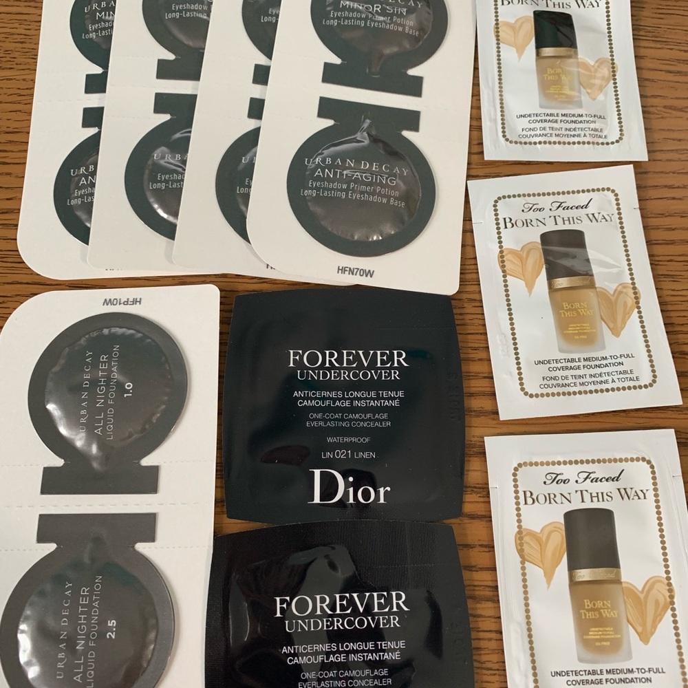 10 sample size eyeshadow primer and foundation